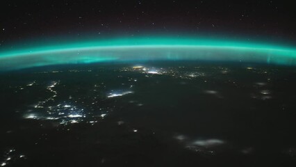 Wall Mural - aurora as aeen from above the usa. as seen from the international space station. elements of this cl