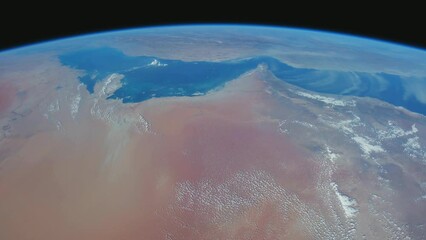 Wall Mural - dust blows over the gulf of oman. as seen from the international space station. elements of this cli