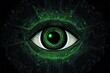 green eye cyber circuit future technology concept background. Generative ai illustration