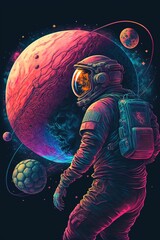 Wall Mural - Astronaut playing soccer in space