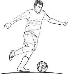 Wall Mural - Soccer or football Player Sketch - Soccer player kicks the ball.