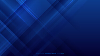 Wall Mural - abstract geometric blue light and line with layer element on dark blue background. vector design tem