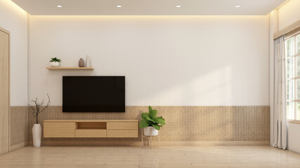 Wall Mural - Minimalist style empty room decorated with tv cabinet. 3d rendering