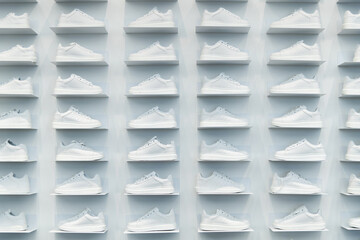 Wall Mural - Store wall with white sneakers