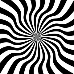 Wall Mural - Spiral Swirl Radial Hypnotic Psychedelic illusion rotating background Vector black and white
quality vector illustration cut