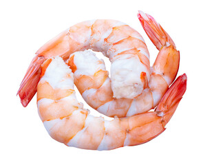 Cooked shrimps on White , Prawns on white background PNG File.