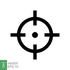 Focus target icon. Focus camera lens, square frame shot screen with cross symbol, photo concept. Simple outline style. Line vector illustration design isolated on white background. EPS 10.