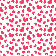 Seamless Pattern With Hearts. Seamless Vector With Pink Hearts For Valentine's Day For Fabric Or Paper.