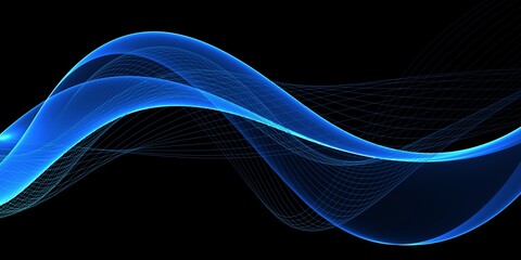 Wall Mural - Blue abstract lines swoosh wave Smooth wave border background Wave blue flow