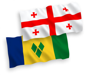 Flags of Saint Vincent and the Grenadines and Georgia on a white background