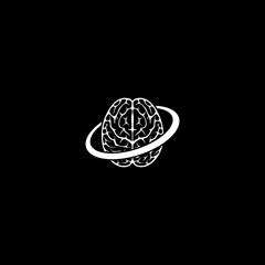 Wall Mural - Human brain icon isolated on dark background