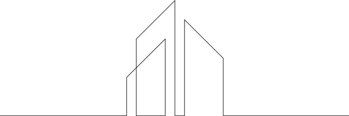 Poster - One continuous line. Modern house logo. Minimalistic house silhouette. Housing construction. Building. One continuous line on a white background.