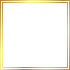Wall Mural - double square gold frame, duo line golden border isolated on transparent background, png template pi