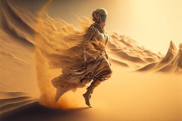 Fantasy Woman in Desert. Generative AI.