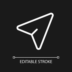 Poster - Cursor arrow pointer pixel perfect white linear ui icon for dark theme. Share location. Vector line pictogram. Isolated user interface symbol for night mode. Editable stroke. Arial font used