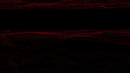 Aufkleber - Wave of dots and weave lines. Abstract background. Network connection structure. 3d rendering.