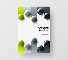Colorful magazine cover vector design illustration. Fresh realistic spheres company identity concept.