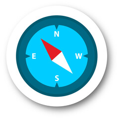 Poster - Compass icon in flat design style. Navigational signs illustration.