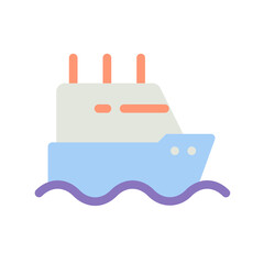 Sticker - Ferry flat color ui icon. Boat transporting passengers across sea. GPS navigation. Luxury cruise. Simple filled element for mobile app. Colorful solid pictogram. Vector isolated RGB illustration