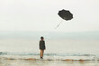 umbrella flying in the sky, business and freedom concept