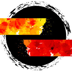 Wall Mural - Grunge bright banners on black round banner background