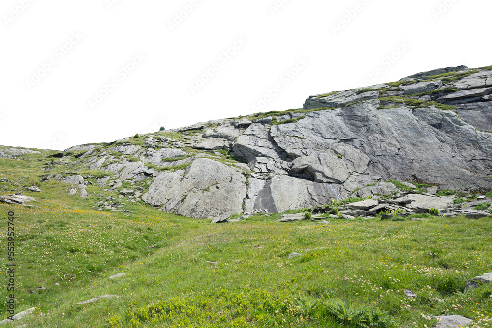 Isolated PNG cutout of a mountain in summer in the Alps on a ...