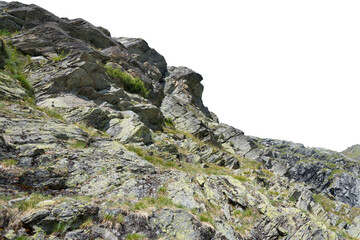 Wall Mural - Isolated PNG cutout of a mountain in summer in the Alps on a transparent background, ideal for photobashing, matte-painting, concept art