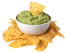 Bowl With Guacamole And Nachos