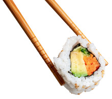Chopsticks Holding A Piece Of Sushi California