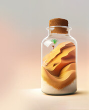 Sahara Desert Sand Layered Art In Glass Bottle As Trip Tourism Souvenir