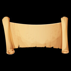 Wall Mural - parchment paper, scroll papyrus, empty frame, blank in cartoon style detailed isolated on white back