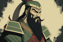 Cartoon Representation Of Chinese General Guan Yu. Generative AI