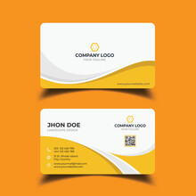 Modern Yellow And White Business Card Design. Modern Business Card Template Red Black Colors. Flat Design Vector Abstract Creative, Double Sided Business Card Design Template, Flat Orange Card