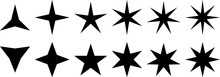 Set Of Star Icons. Stars Symbols With Different Pointed Three, Four, Five, Six, Seven, Eight. PNG Image