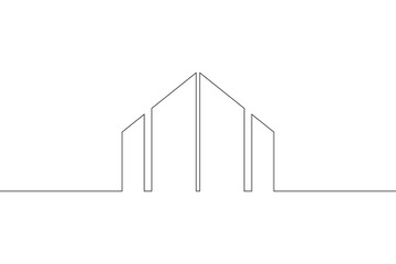 Poster - One continuous line. Minimal architectural logo. Modern house. Building construction. One continuous line on a white background.