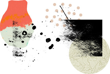 Wall Mural - Collage art abstract grunge texture overlay png