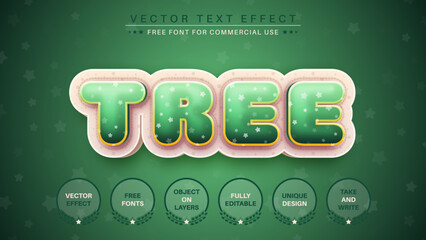 Wall Mural - Fir Tree - editable text effect, font style. Vector company logo mockup. Adobe Illustrator.