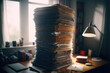 Huge stack of paperwork on desk