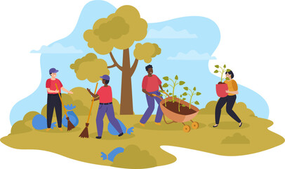 Sticker - Colored Donation And Volunteer Work Flat Composition