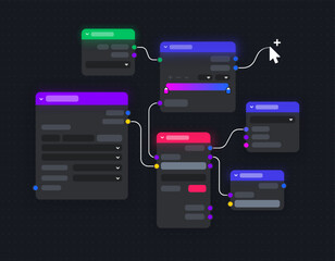 Node group. Nodes in 3d space. Vector illustration