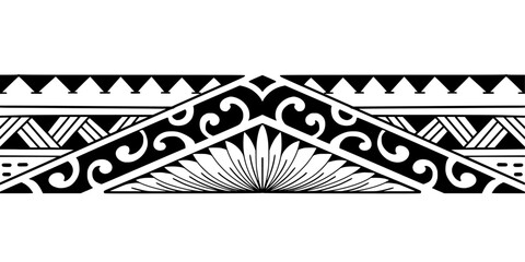 Wall Mural - Wrap around arm polynesian tattoo design. Pattern aboriginal samoan. Vector illustration eps10.