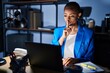 © Krakenimages.com - Beautiful african american woman working at the office at night asking to be quiet with finger on lips. silence and secret concept.