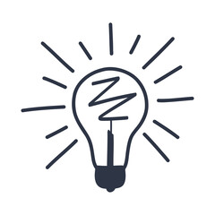 Wall Mural - hand drawn stylish light bulb in flash moment, idea concept.