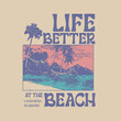© SS-Designs - Beach Graphics Summer typography  Beach scenery palm tree sea text lettering type poster design t shirt print graphic vector