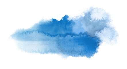 Wall Mural - blue and white watercolor flow blot landscape painting colors. abstract texture stain on png tranpar