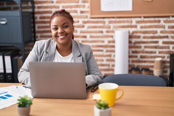 Sticker - African american woman business worker using laptop working at office