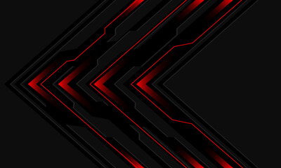 Poster - Abstract black circuit red light cyber arrow direction on grey design modern futuristic technology background vector