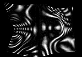 halftone pattern overlay - 3d abstract shape design element - curved rectangle grid