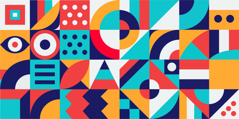 Leinwandbilder - Abstract geometric pattern background in trendy style. Mosaic shape for modern wallpaper, banner, poster, and print.