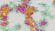 © RocknRoller Studios - Vibrant Futuristic Surface with Tetrahedrons. Multicolored Abstract 3d Banner.